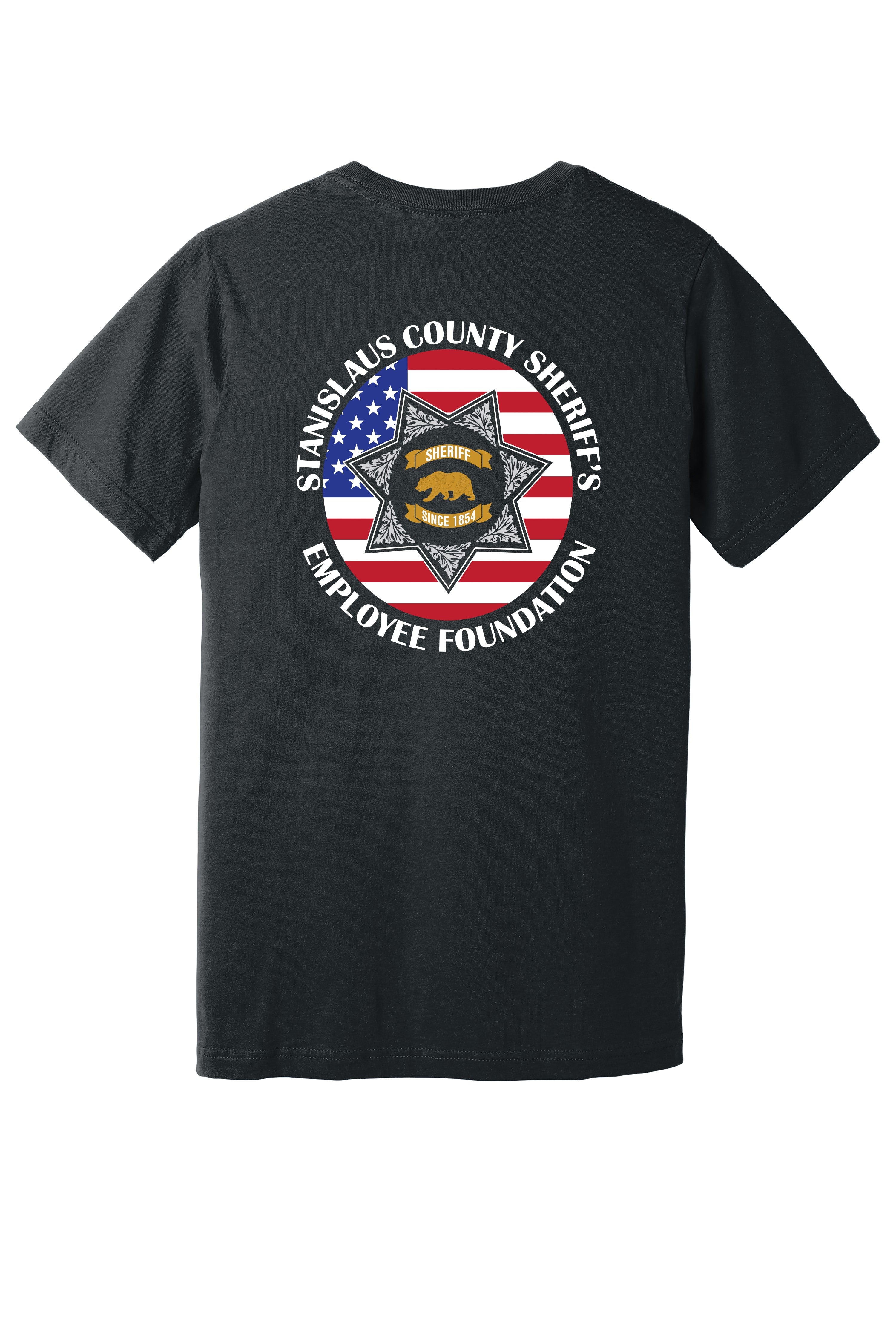 Mens Crew T Shirt Graphic On Back Stanislaus County Sheriffs Employee Foundation 8279